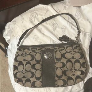 Coach Black and Brown Signature Shoulder Bag